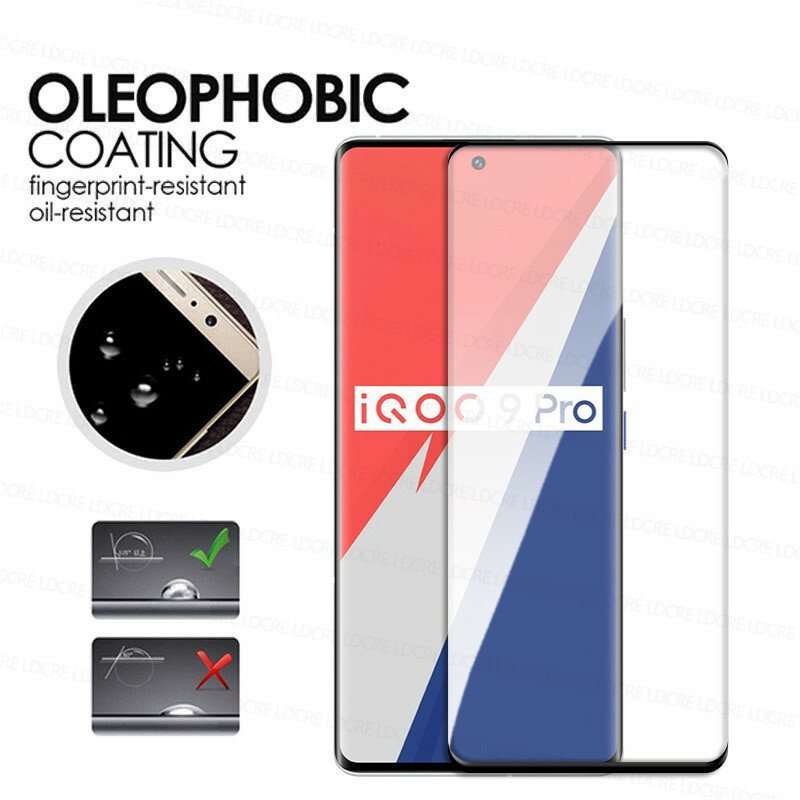 For Vivo iQOO 9 Pro Glass Full Cover 3D Curved Screen Protector For iQOO 10 9 8 5 Pro Tempered Glass For iQOO 9 Pro Lens Film