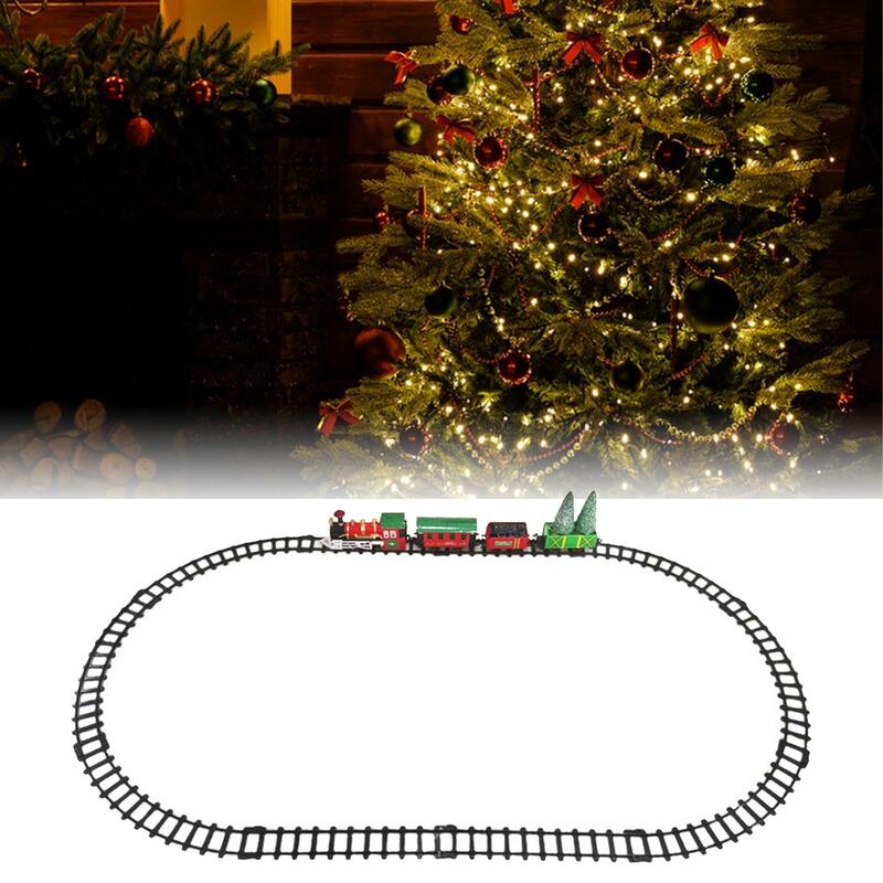 Mainan kereta listrik, mainan kereta api elektrik, dekorasi pohon Natal untuk anak laki-laki dan perempuan