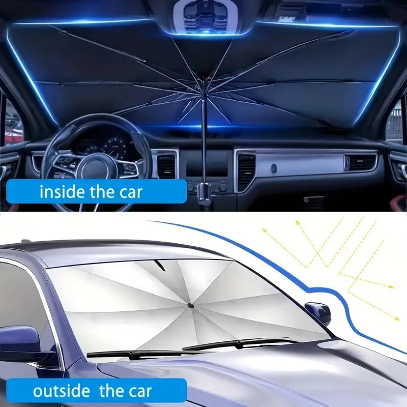 자동차 앞 유리 차양 업그레이드 V-디자인 자동차 태양 우산, 혁신적인 텔레스코픽 선 바이저, 단열 쉐이드 Prot