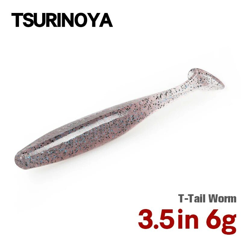 Tsurinoya-isca pesca suave com t-cauda, 89mm, 3.5in, iscas de silicone, camarão sal Attractant, iscas macias artificiais