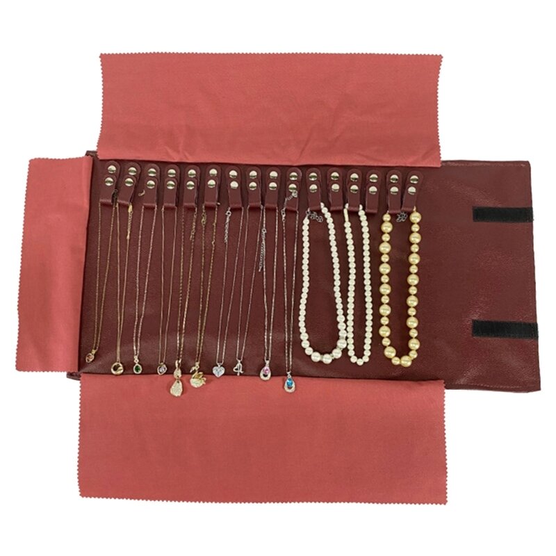 Bolsa para guardar joyas portátil Q0KE, rollo bolsa plegable para joyería para collar y pendientes