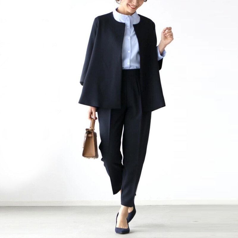 Conjuntos de pantalones elegantes y a la moda para mujer, trajes de negocios para mujer, ropa de oficina, chaqueta Formal
