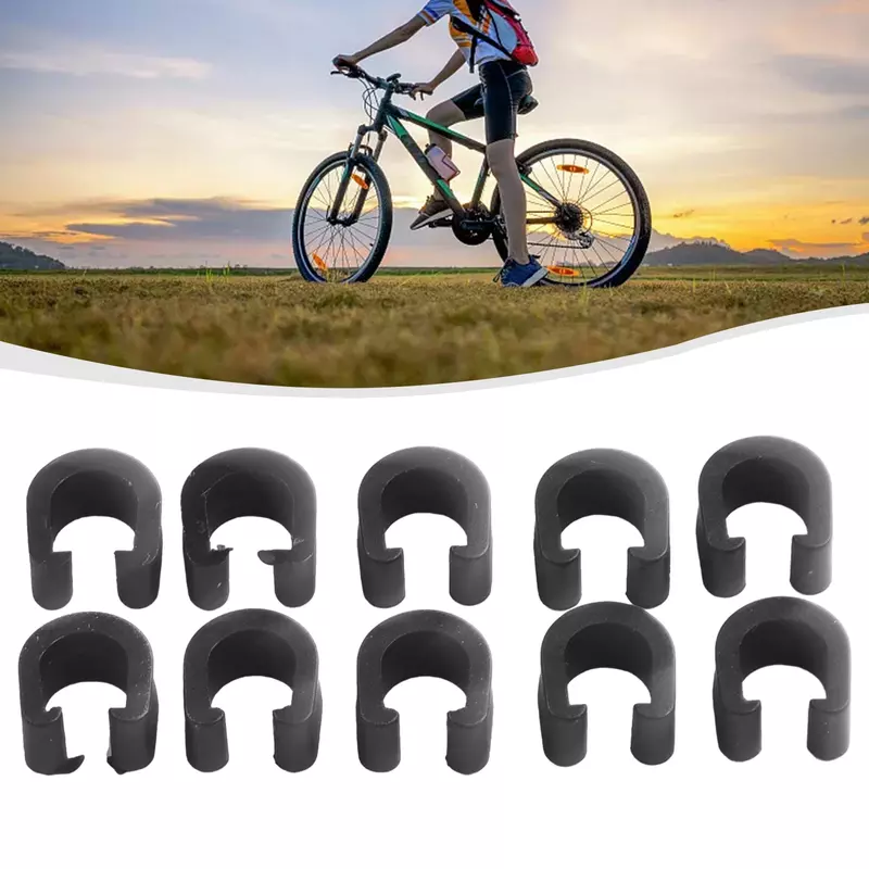 Fivela plástica para mangueira de bicicleta, c-clipes, 10 unidades/pacote, novo, útil, de alta qualidade