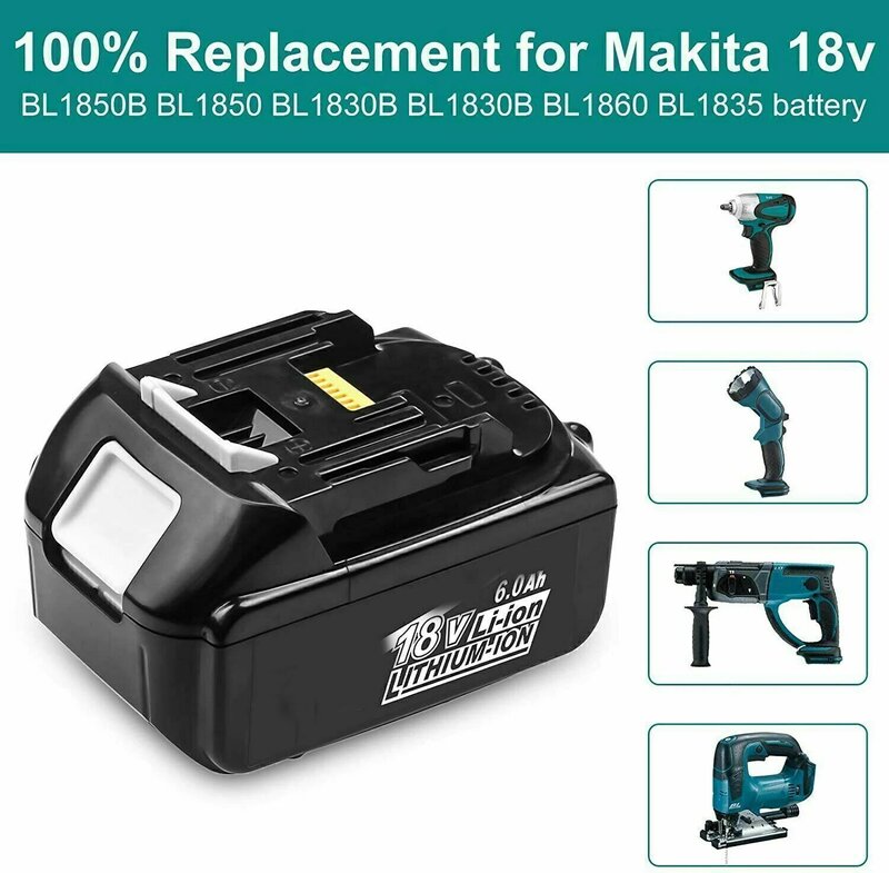Bateria 18v para makita BL1860 BL1850B BL1850 BL1840 BL1830 bateria de chave de fenda e carregador 18v Substituição de baterias de ferramentas elétricas.