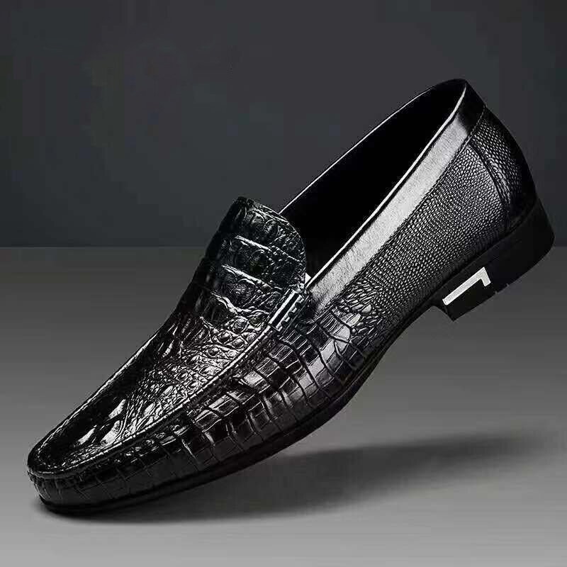 Туфли мужские деловые с крокодиловым узором, модная Роскошная обувь, повседневные, мягкие лоферы, деловые, для вождения