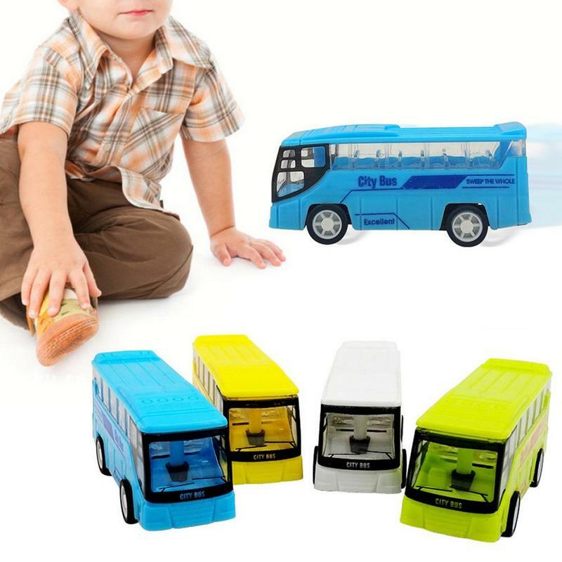Модель городского автобуса, игрушечная Мини Портативная мультяшная пластиковая головоломка, Игрушечная модель автомобиля для детей, 4 цвета, Случайная Доставка