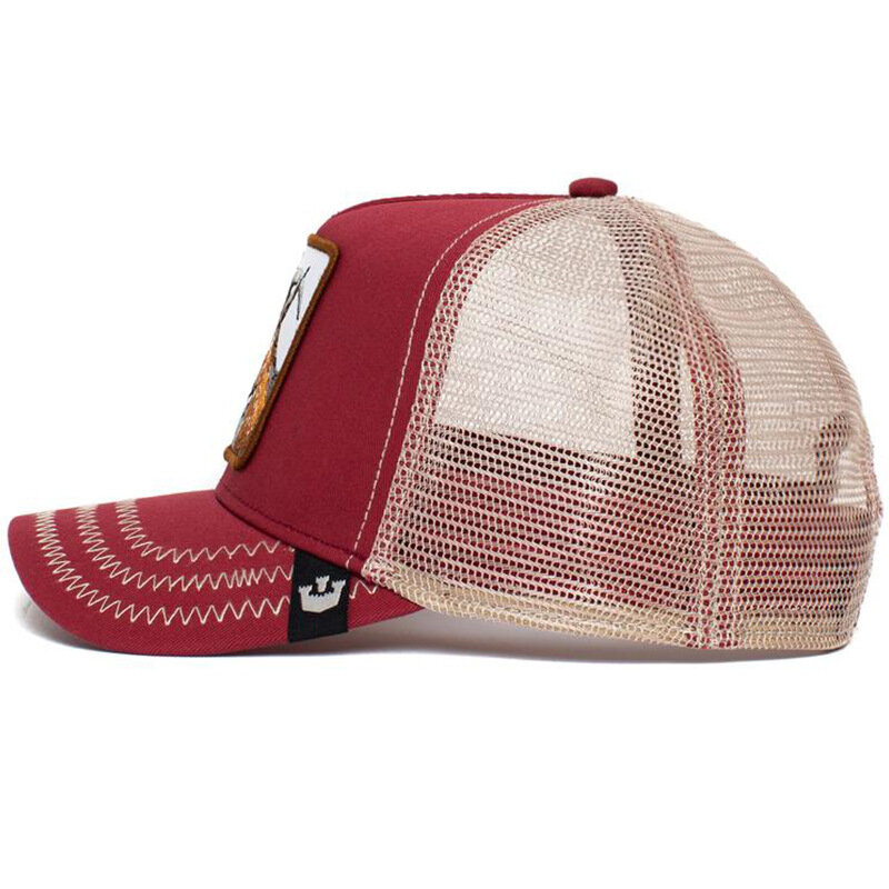 Topi bisbol hewan Fashion topi Hip-Hop bordir pria ujung lancip topi jaring Trucker dapat diatur gaya matahari Pasangan