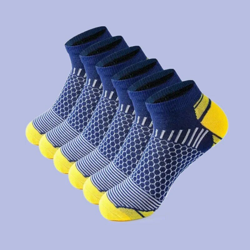 6 Pairs New Spring Top Quality Short Athletic Ankle Socks Men's Running Casual Sports Socks Waist Honeycomb Design Socks Gifts