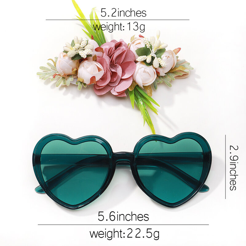 Headband Sunglasses Set for Girls, Artificial Flower, Geometry Protective Glasses, Headwear, Hair Accessories, Vintage, Kids, 2pcs