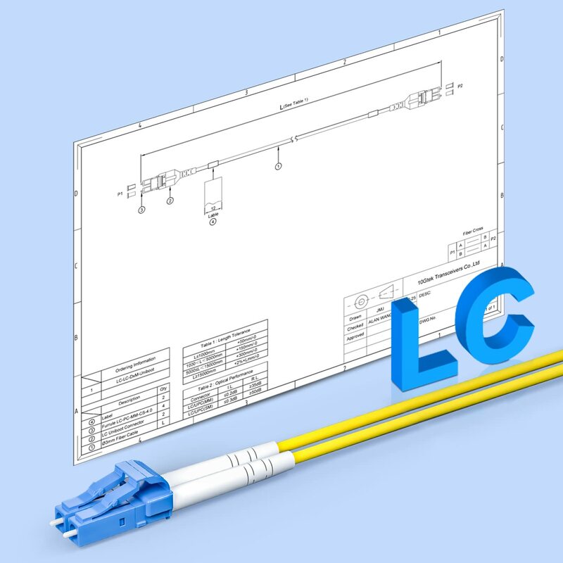 Cable de conexión OS2 LC a LC Duplex 9/125 LSZH para transceptor SMF SFP de 0,5 metros (1,64 pies)