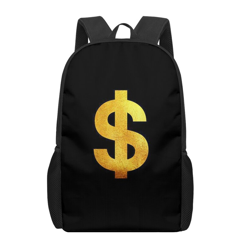 Mochila escolar con patrón 3D de USD dollar money para niños y niñas, mochilas informales para libros, mochilas escolares para niños y niñas