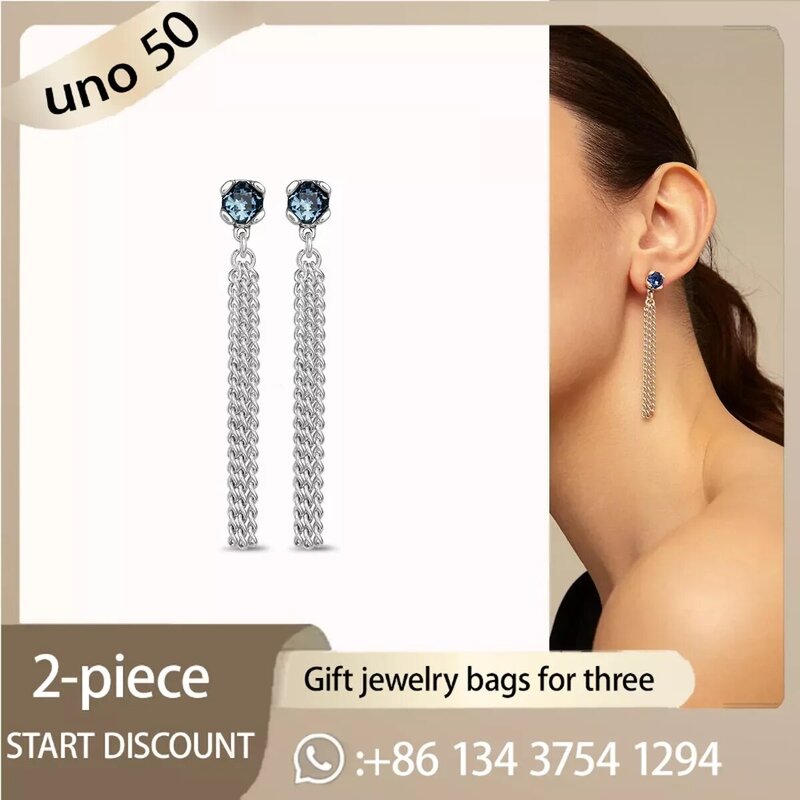 2024 Classic UNO DE 50 Popular 925 Silver Long Stud Earrings For Women Valentine's Day Gift Jewelry