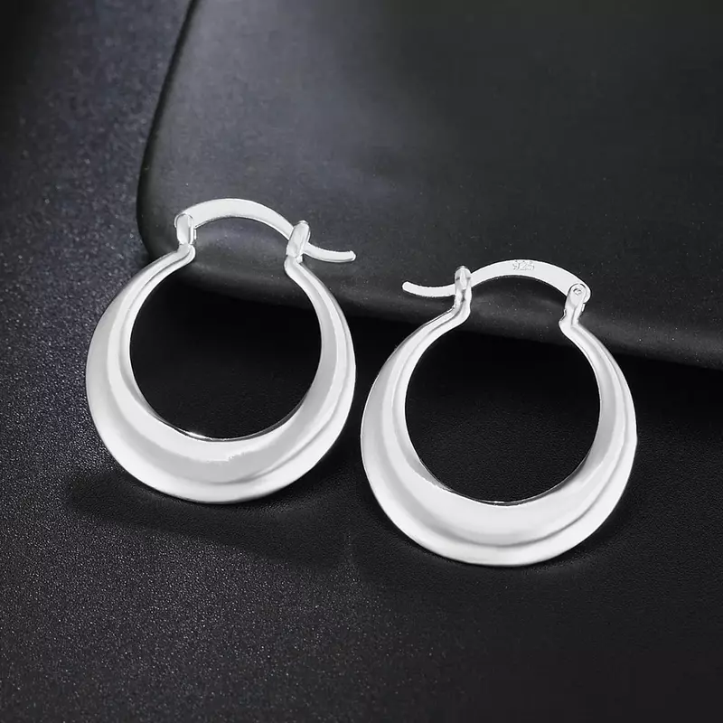 Pabrik langsung 925 perak murni anting 3cm mode bulat lingkaran besar untuk wanita indah Crescent hadiah pertunangan perhiasan