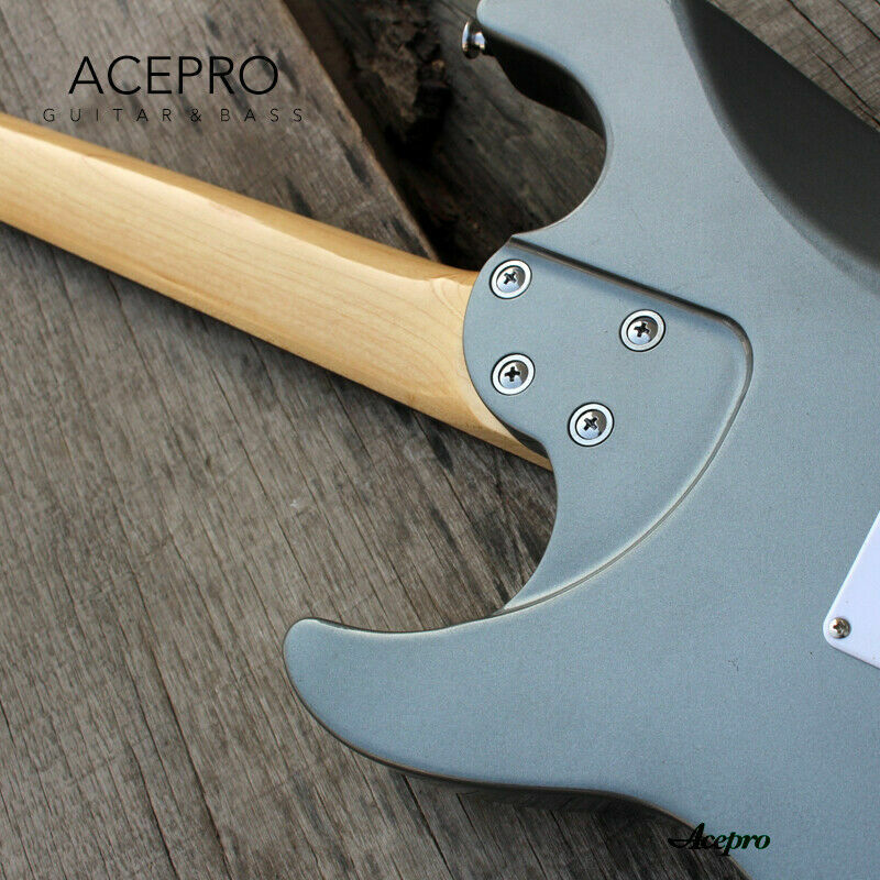 Acepro-Metal cinza ST guitarra elétrica, ponte Tremolo, S-S-Humbucker captadores, Mini interruptor para Split Coil, em Stock