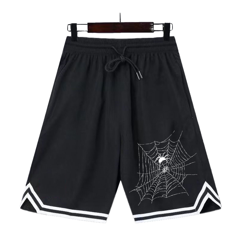 Sportbroek Voor Heren Spinnenwebprint Casual Shorts Gymkleding Joggingbroek Voor Herenkleding Zwart-Wit Sportshorts