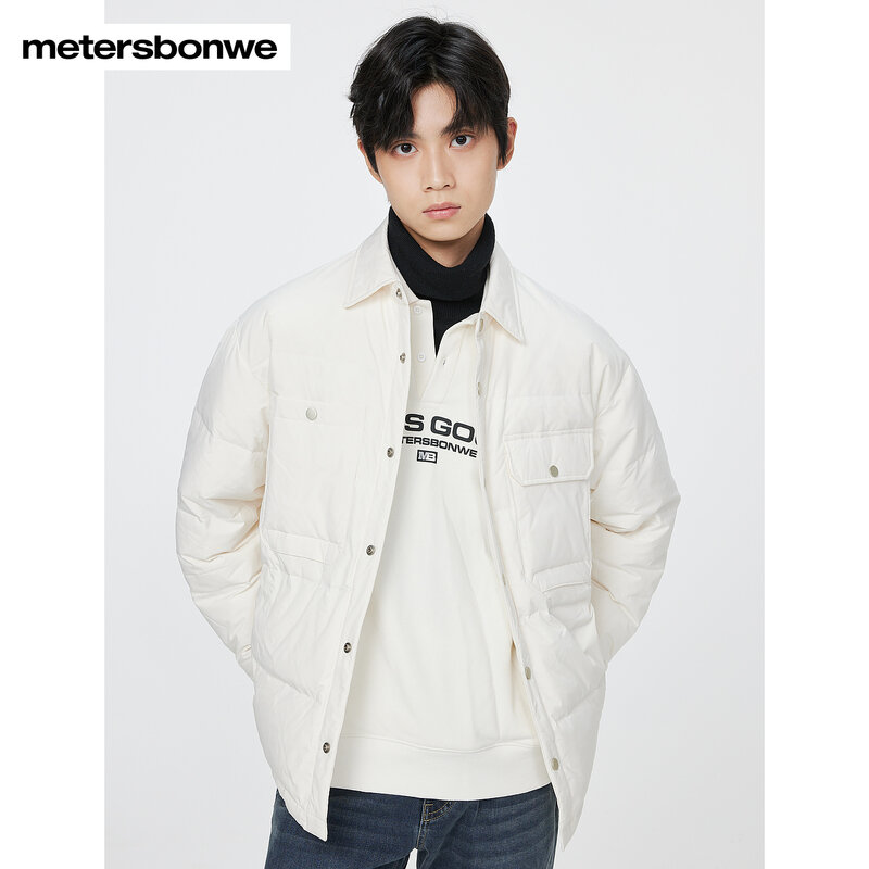 Metersbonwe-Jaqueta básica masculina, casaco Parker de lapela, jaquetas quentes, casacos soltos casuais, tops de marca, nova moda, 2023