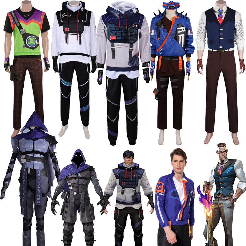 ISO Phoenix Yoru Cosplay Omen Costume VALORANT Gekko Jacket Vest Pants Gloves Adult Men Game Outfits Halloween Party Suit
