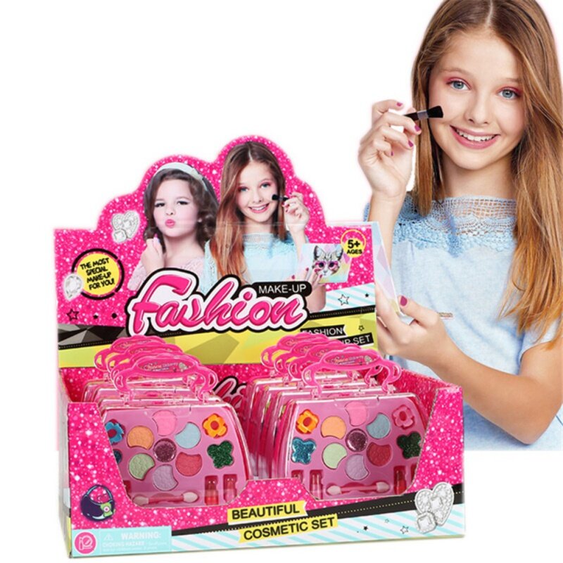Princesa Cosmetic Play Set para Crianças, Kit De Maquiagem, Caixa De Cosméticos, Bolsa, Batom, Sombra De Olhos, Princesa, Bebés Meninas