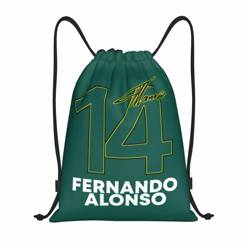 Alonso Motor Racing Drawstring Backpack Sports Gym Bag for Men Women Fernando Number 14 Training Sackpack