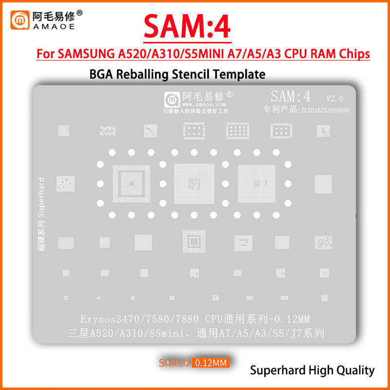 Amaoe SAM4 BGA stensil melepas-ganti untuk SAMSUNG A520/A310/S5MINI J7 S5 A3 S925D S515 MU003 RT5033 WM1811AE S910 EXYNOS 7880 3470 75