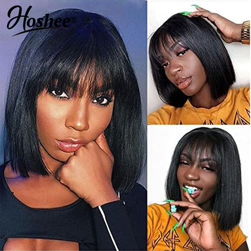 Short Pixie Cut Straight Black Colored Brazilian Remy Human Hair Wigs Glueless Wear And Go Full Machine Made Wig For Black Woman