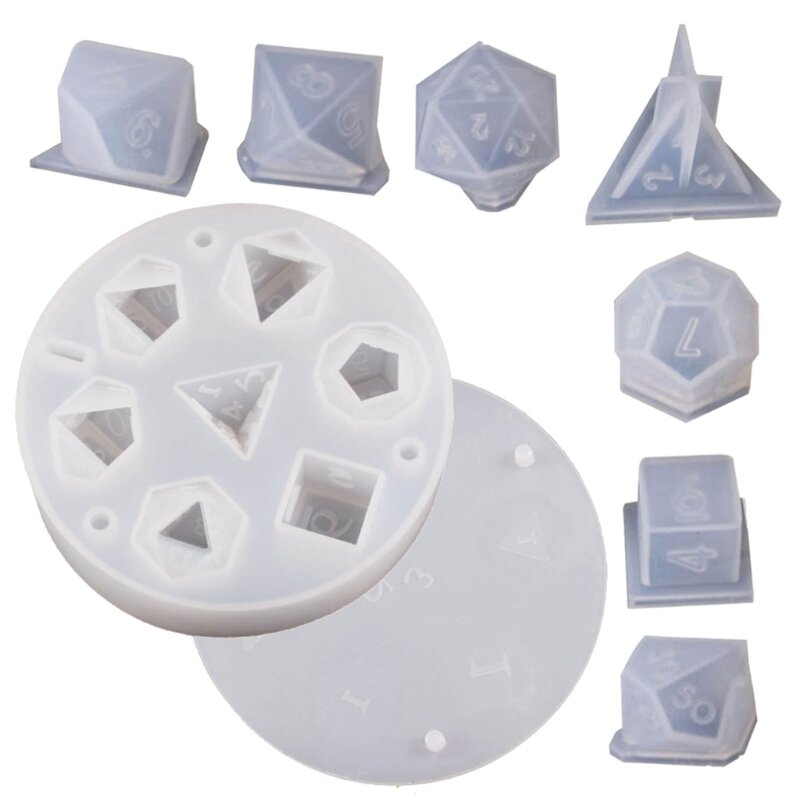 Set of 8 DIY Ornaments Moulds DIY Crafts Making Molds Resin Moulds Dices Shape Silicone Material Hand-Making Accessories