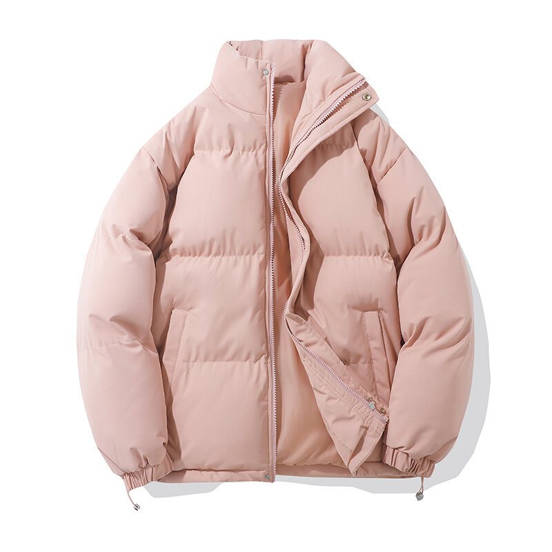 Y2k Herbst und Winter Vintage warme Puffer jacke Frauen High Neck Reiß verschluss Design Baumwolle gepolsterten Mantel abrigo mujer