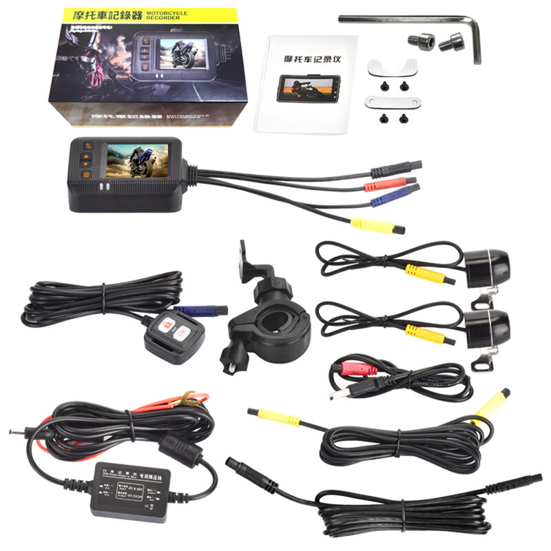 Мотоциклетная камера DVR 1080P, мотоциклетный видеорегистратор, 2-Дюймовая Передняя и задняя водонепроницаемая камера, видеорегистратор, черный видеорегистратор с ночным видением