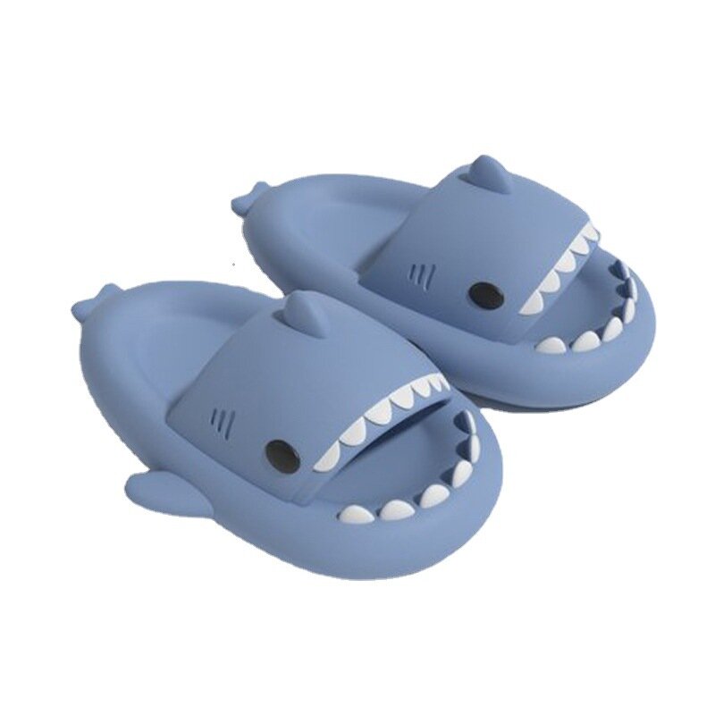 아동용 귀여운 만화 상어 비치 샌들, 두꺼운 밑창, EVA 부드러운 바닥, 미끄럼 방지 아기 신발, 남아 및 여아용 여름 슬리퍼