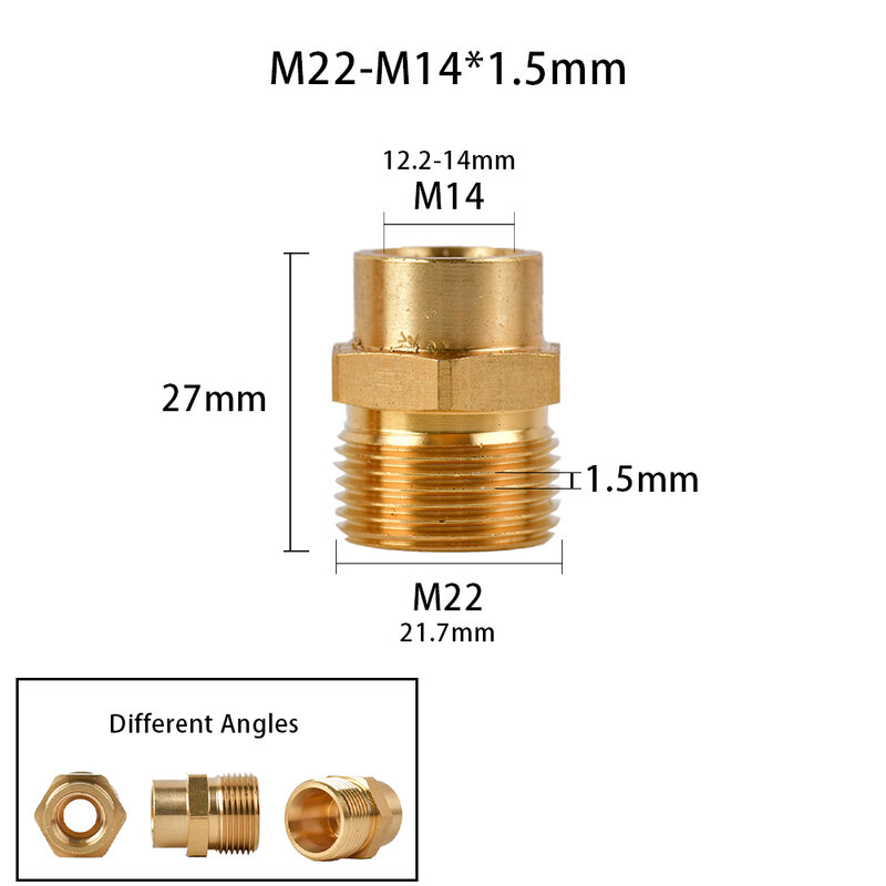 Brass 3/8" 1/2" M14 M18 M22 Thread Connector Male Female Adapter For High Pressure Washer Gun And Hose Mutual Connector