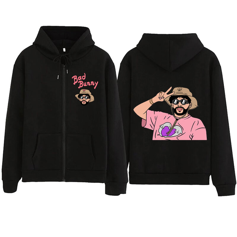 Un Verano Sin Ti Bad Bunny 2024 Zipper felpa con cappuccio Harajuku Pullover top Streetwear Music Fans Gift felpe con scollo a v