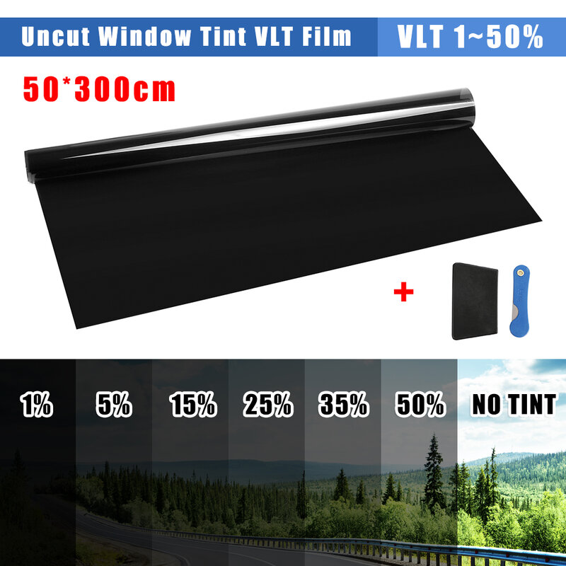 50*300cm Black Car Window Foils Tint Tinting Film Roll Auto Home Window Glass Restroom Summer Solar UV Protector Sticker Films