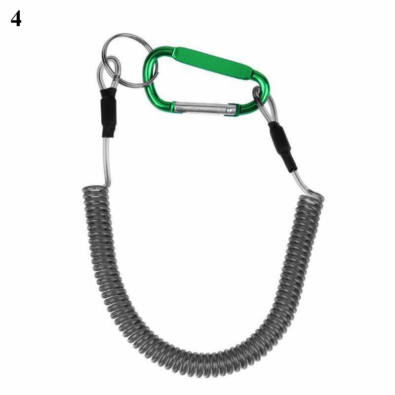 Espiral estiramento Keychain, corda de mola, mosquetão de metal para exterior, telefone anti-perdido, gancho de fecho, elástico, novo