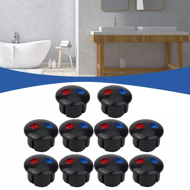 10PCS Faucet Handle Hot And Cold Water Sign Red And Blue Label Plastic Cover Kitchen Bathroom Mixer Tap Indicate For Holes