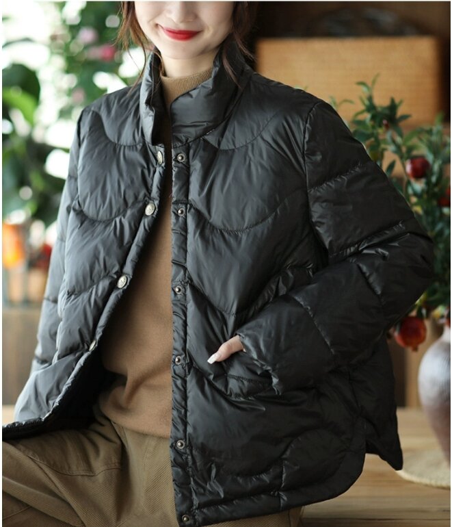 2023 여성용 스탠드 칼라 라이트 패션, 단색 긴팔 면 의류, 다목적 기질 캐주얼 스트리트웨어 재킷