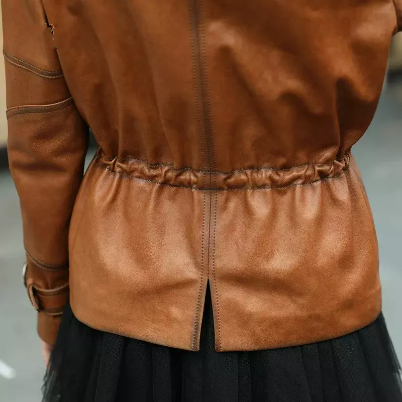 Короткая куртка из натуральной кожи, Женское пальто из настоящей овчины, Женская Корейская одежда, весна-осень 2020 ZXL2002 Pph1594