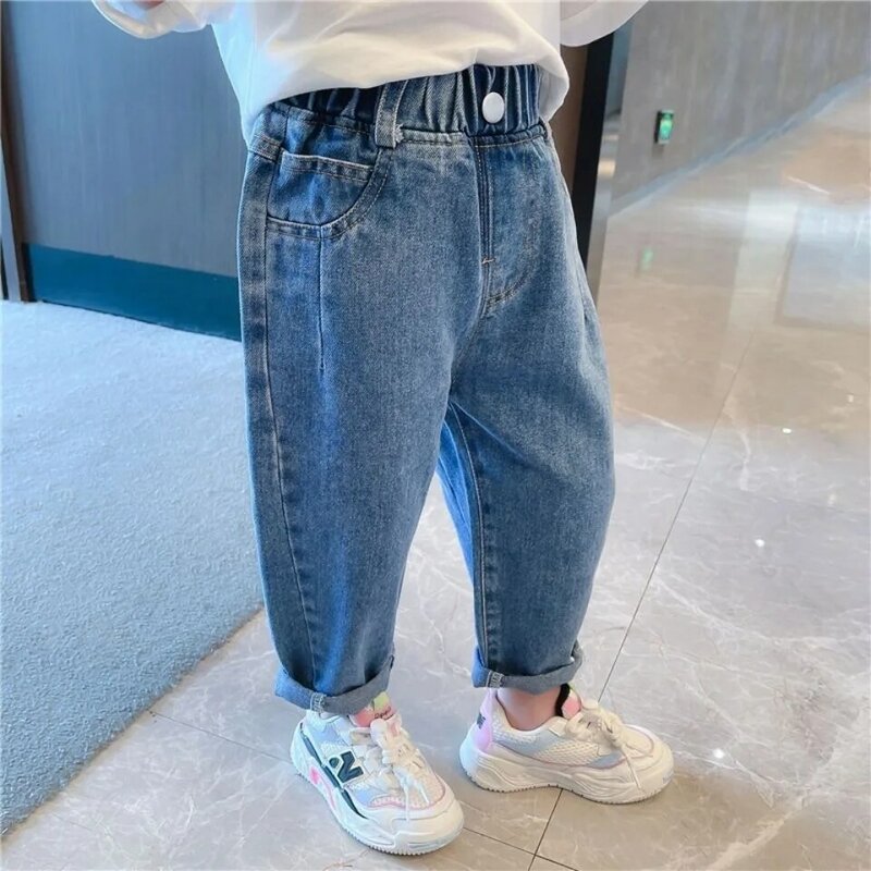 Детские джинсы Новинка весна-осень свободные и модные корейские детские брюки новинка длинные штаны трендовые