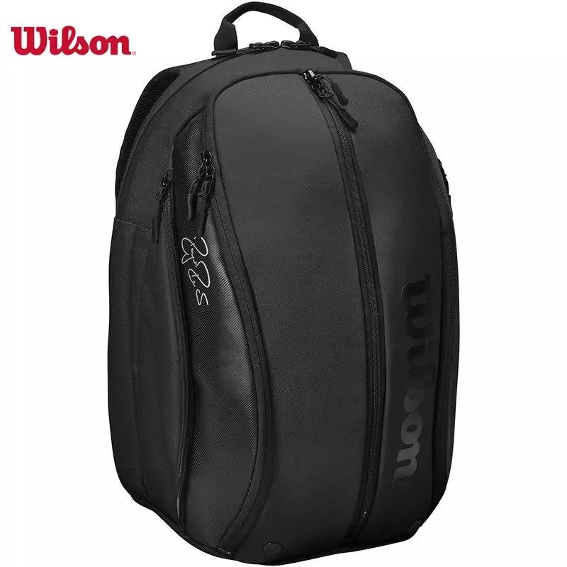 Wilson Roger Federer DNA Tennis Backpack PU Design Racket Sport Tennis Bag Max For 3 Racquets with ‎Insulation Pocket