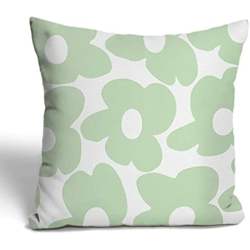 Danish Pastel Room Decor - Pastel Preppy Aesthetic - Sage Green Daisy Flower Throw Pillow Cover