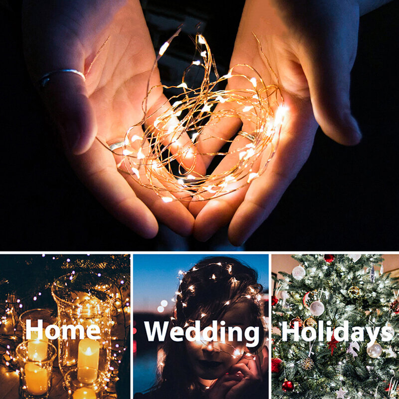 5M 10M 20M LED String Lights Copper Silver Wire  Fairy Garland Light Lamp Christmas Wedding Home Party Holiday Lighting