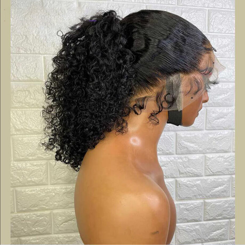 Long Black Kinky Curly Lace Front Wig para mulheres africanas, cabelo macio do bebê, 180 densidade, resistente ao calor, pré-arrancadas, sem cola, diariamente, 26"