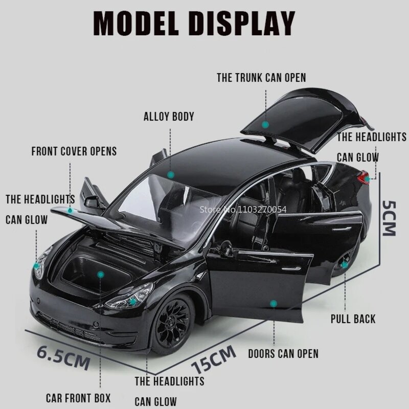 1/32 Tesla MODEL Y SUV modelli di auto in lega pressofusi giocattolo in metallo simulazione veicoli decorazione per bambini regali di natale giocattoli per ragazzi