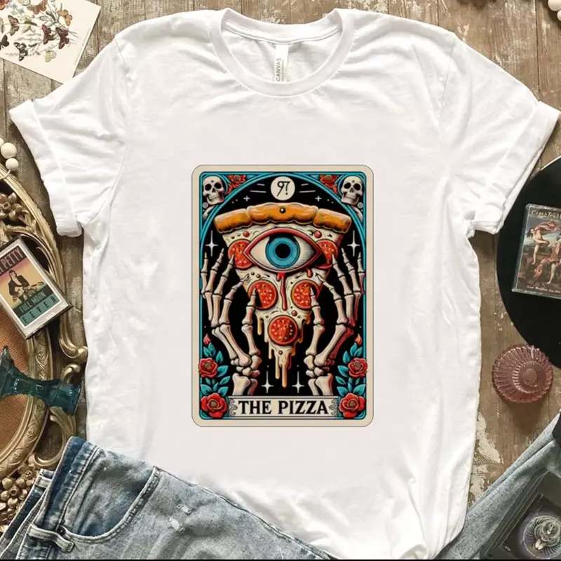 La Pizza stile divertente abbigliamento a maniche corte stampato estate Top Fashion t-shirt modello abbigliamento Casual da donna o-collo t-shirt.