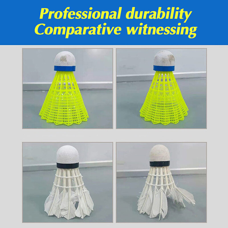 Balle de badminton en plastique, durable, jaune, blanc, pour étudiant, en nylon, 1 pièce