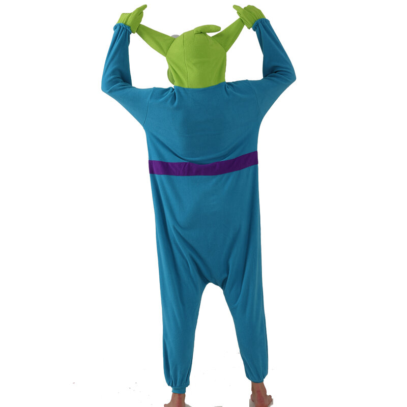 Pakaian seluruh tubuh bulu Alien Kigurumi Onesies untuk dewasa, kostum Cosplay Anime pakaian tidur piyama satu potong Natal Halloween