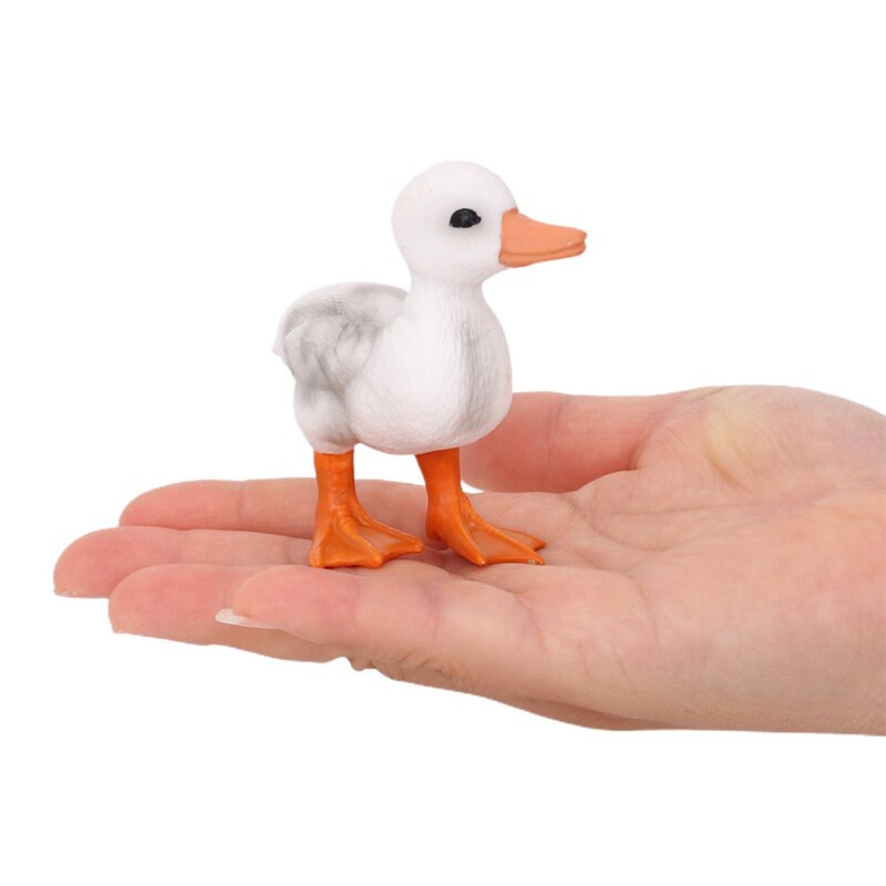 Patung hewan realistis bebek pertanian, patung binatang bebek kecil untuk pesta anak-anak, mainan kuning