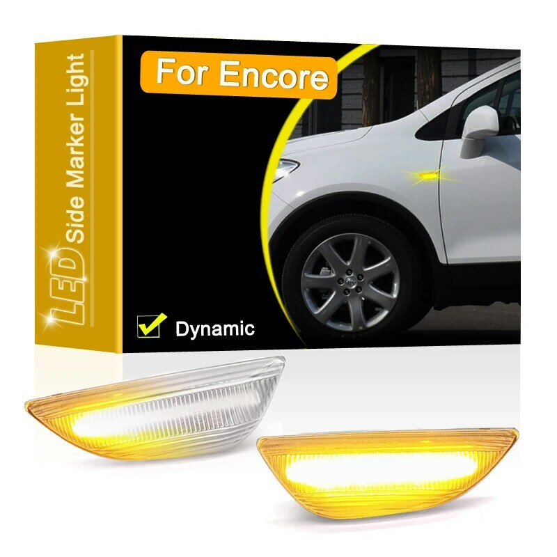 Conjunto de lámpara de marcador lateral LED dinámico de lente transparente, 12V, para Buick Encore 2013-2020, luz intermitente secuencial