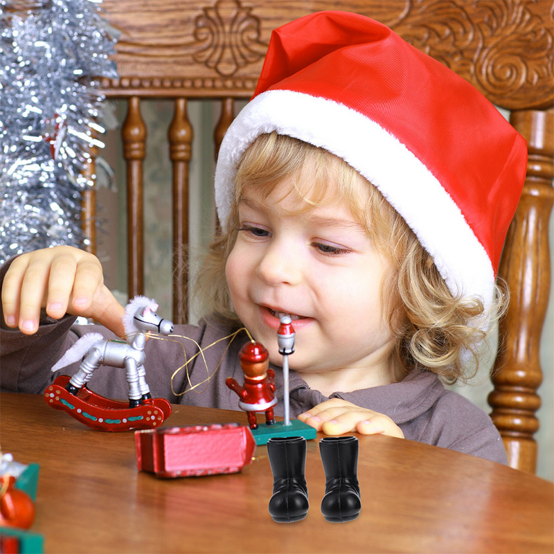 of Santa Claus Shoes Model Decorative Mini Boots Doll Costume Ornaments Christmas Shoes Christmas Hat Shoes