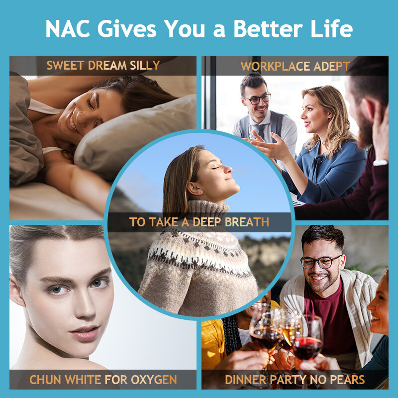 NAC غني بفيتامين N-acetylcysteine عالي الجودة ، مع فيتامين D3 + K2 مضاف ، مركب الزنك ، Quercet ، mg