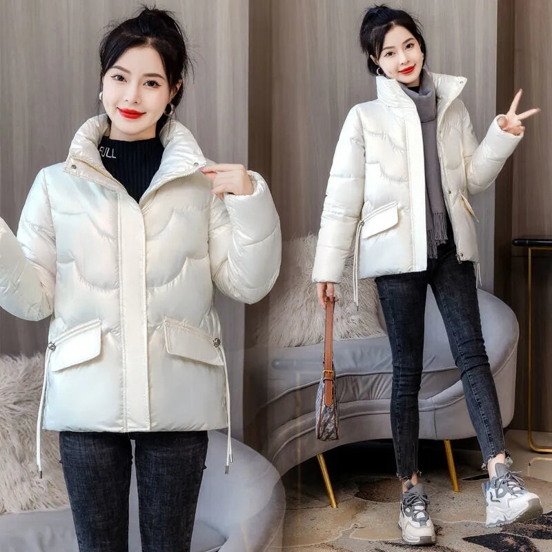 Short Jacket Woman Parkas Fall Winter 2023 Thick Warm Spliced Coat Oversized Korean Fashion Loose Puffer Outerwear